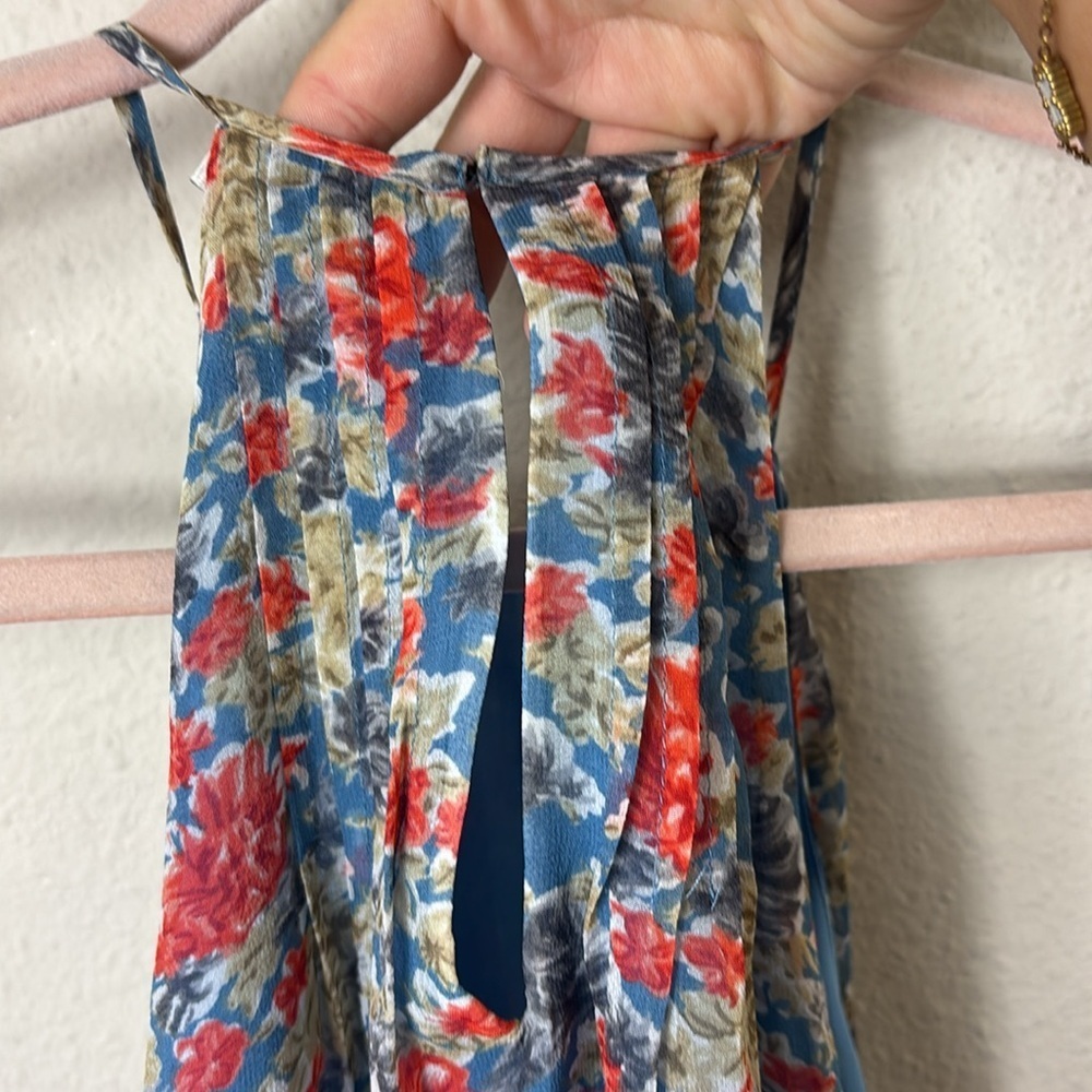 Joie Slate Blue Larisse B Floral Halter Top Blouse Size Small - Picture 6 of 8